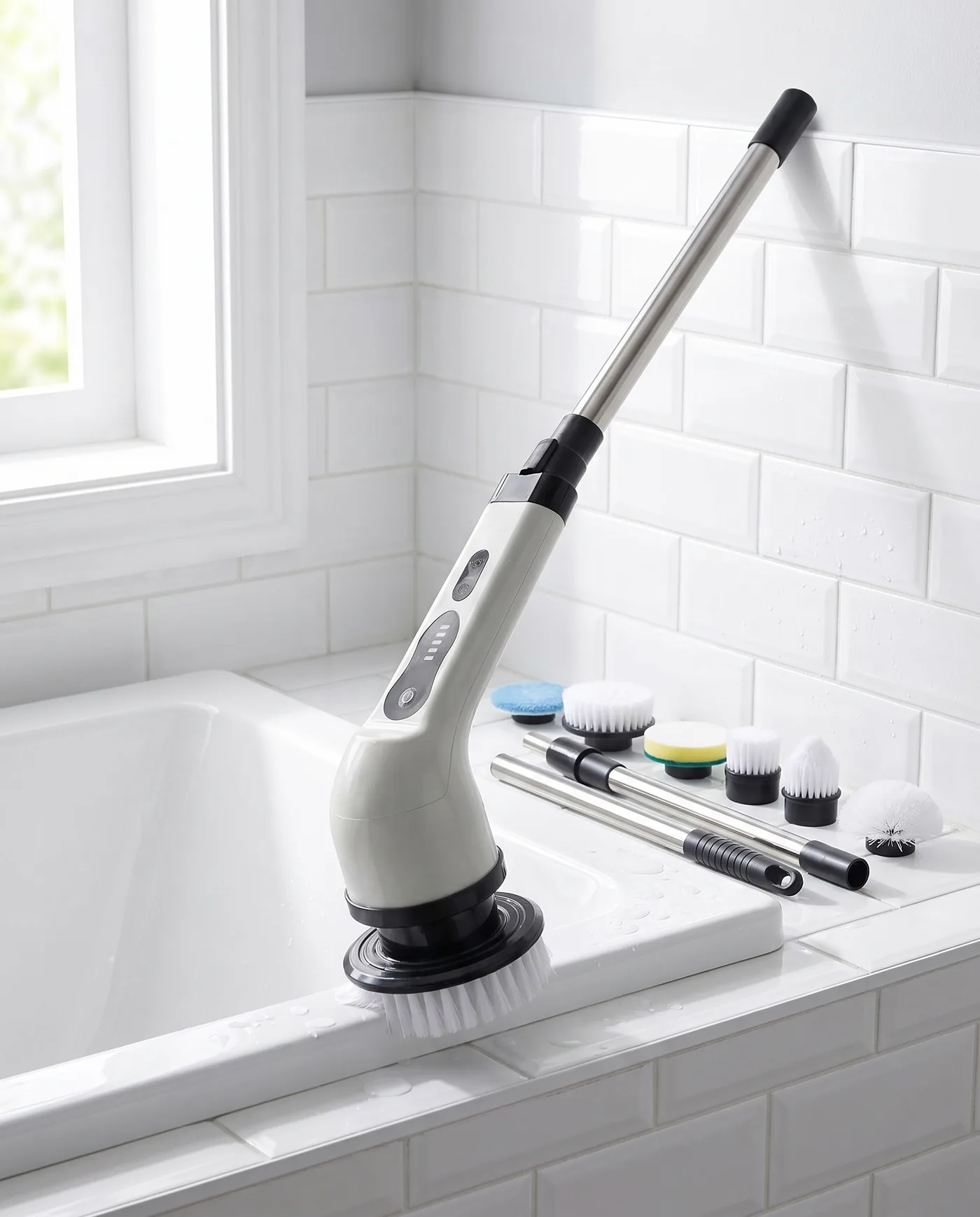 The Lustra cordless spin scrubber