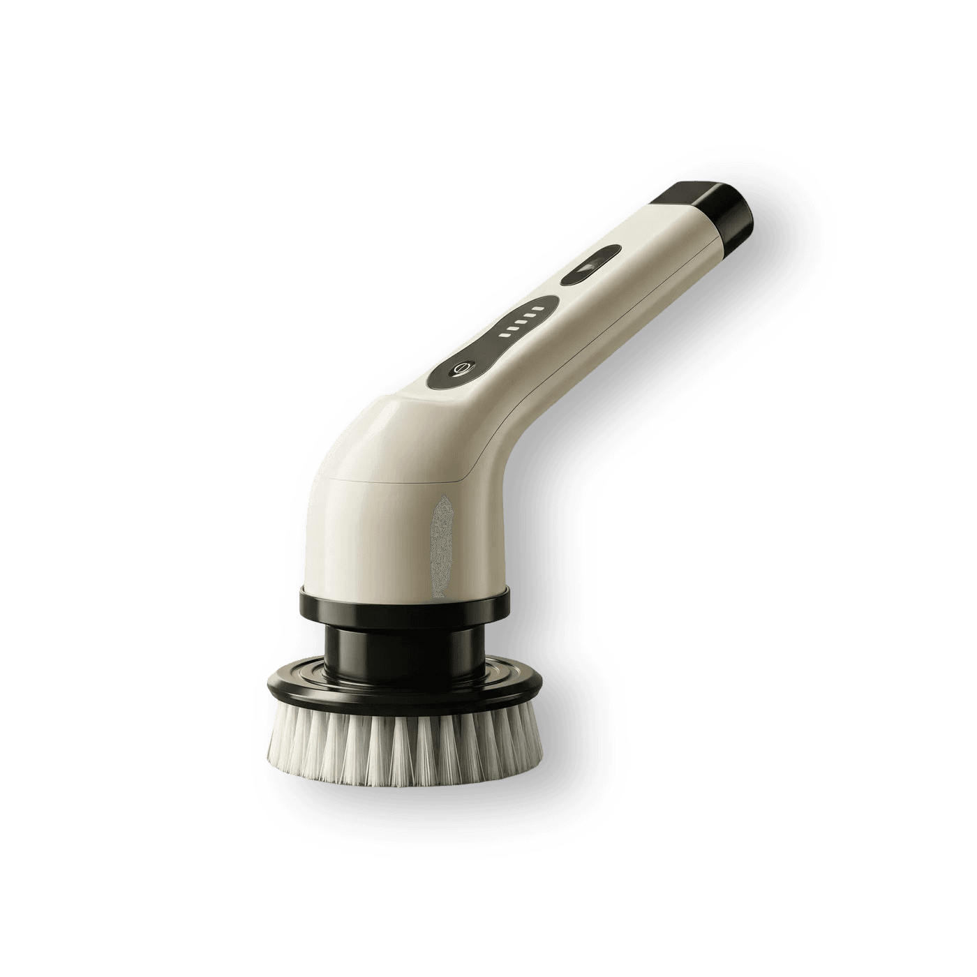The Lustra cordless spin scrubber, poised against a soft sage wash